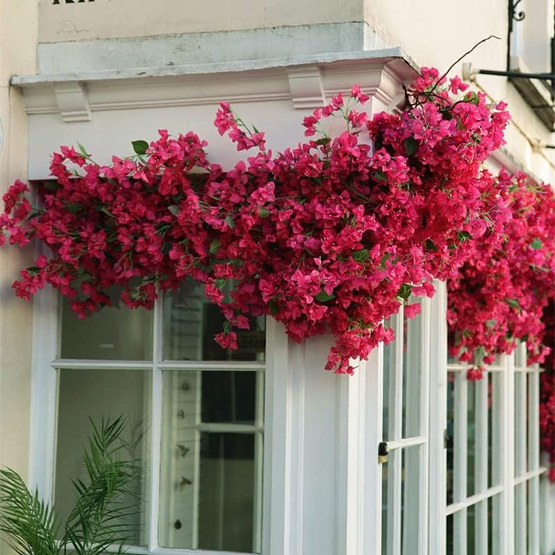 Artificial Flowers Silk Bougainvillea Branches Faux Artificial Bougainvillea Floral Stems Long Plant Branches 45" for Wedding Centerpieces, Table Runner, Home Decoration (White - Pack of 4pcs)