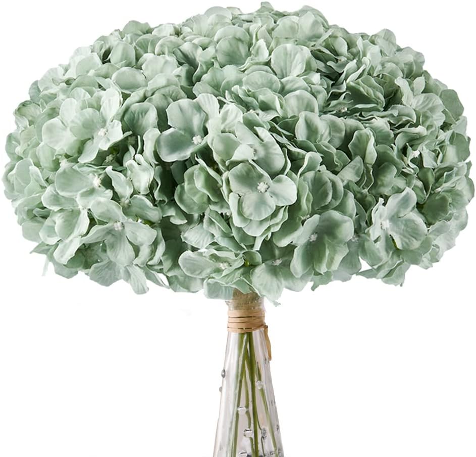 AVIVIHO Dusty Pink Hydrangea Artificial Flowers Pack of 10 Fake Hydrangeas Heads Full Faux Hydrangea Silk Flowers with Stems for Wedding Home Party Centerpieces Shop Baby Shower Decoration