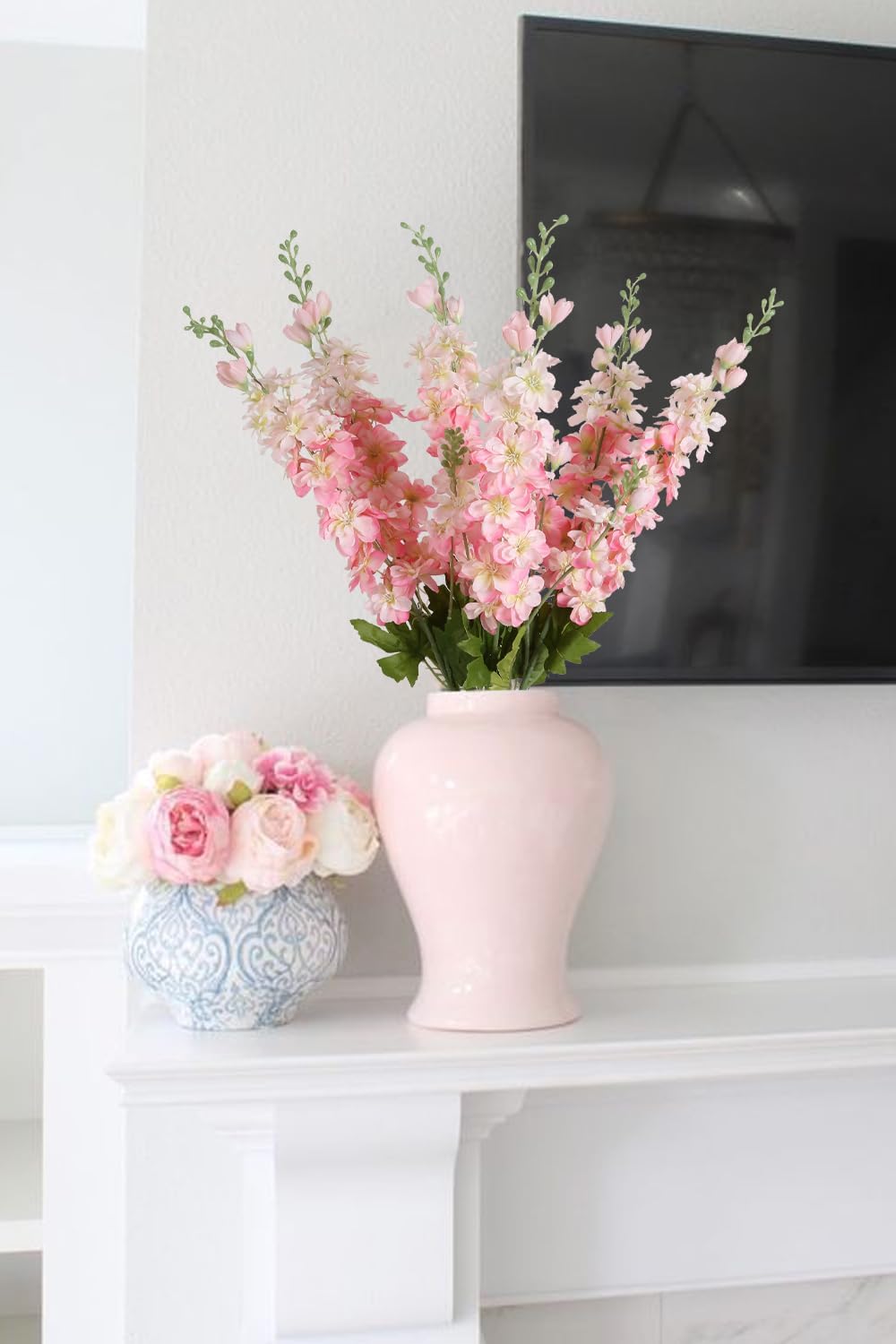 INSUNSIX Blue Silk Flowers 6PCS Real Touch Delphinium Artificial Flowers Blue Larkspur Faux Flowers Realistic Tall Flowers for Vase Wedding Centerpieces for Tables Home Decor (Blue)