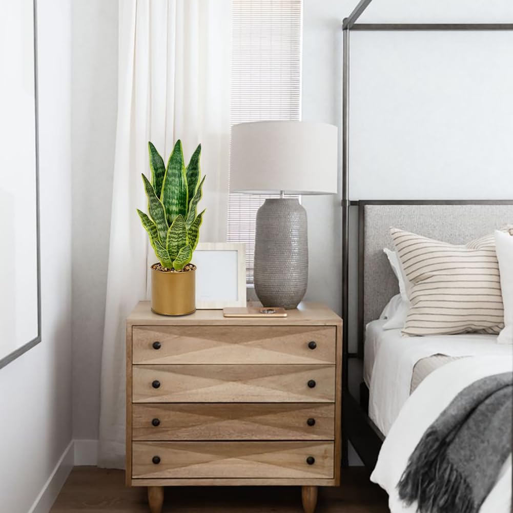 Oairse Sansevieria Artificial Plant in Ceramic Pot, Small Indoor Plant, Artificial Snake Plant, Artificial Plants Like Real, Perfect for Bathroom, Bedroom, Home, Office Decoration, Height 33 cm