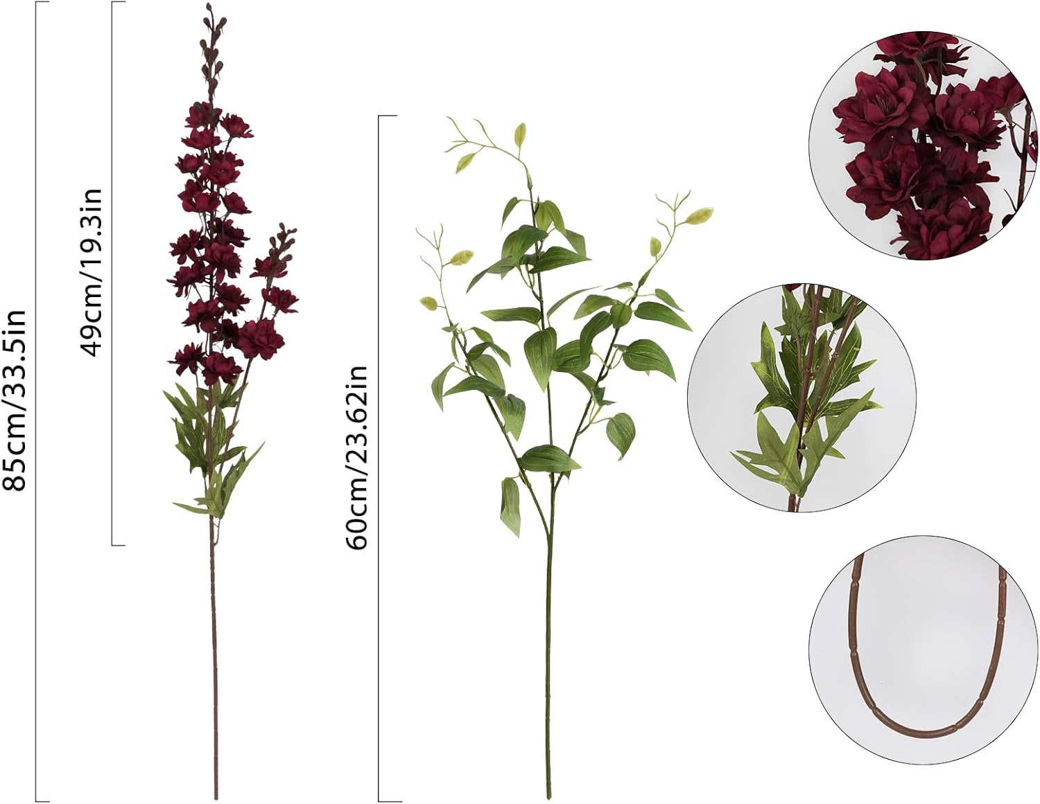 IPOPU Champagne Artificial Delphinium Flowers 33.5" Long Stem Artificial Flowers Fake Flowers for Wedding Centerpieces for Home Tables Party Decor（Champagne）