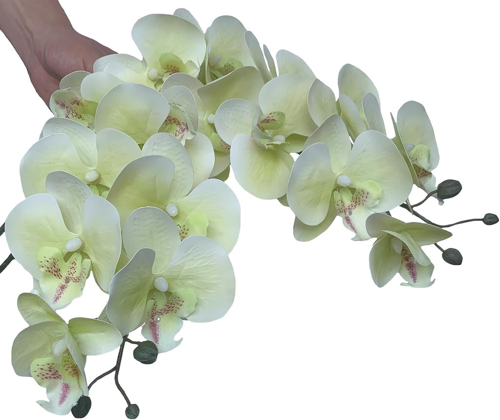 FagusHome 32" Artificial Phalaenopsis Flowers 6 Pcs with 4 Bundles Leaves Artificial Orchid Flowers Stem Plants for Home Décor (6Pcs)