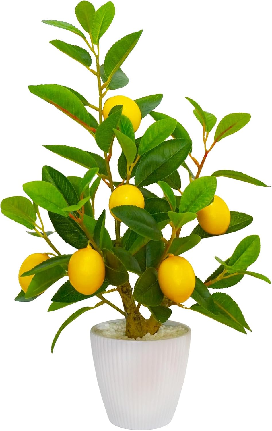 WOXBITA Artificial Faux Lemon Tree Fake Lemons Decor Small Plants Citrus Fruit Tree with White Pot Indoor Lemon Decorations 18 inches for Kitchen, Home,Office, Living Room Table, Desk