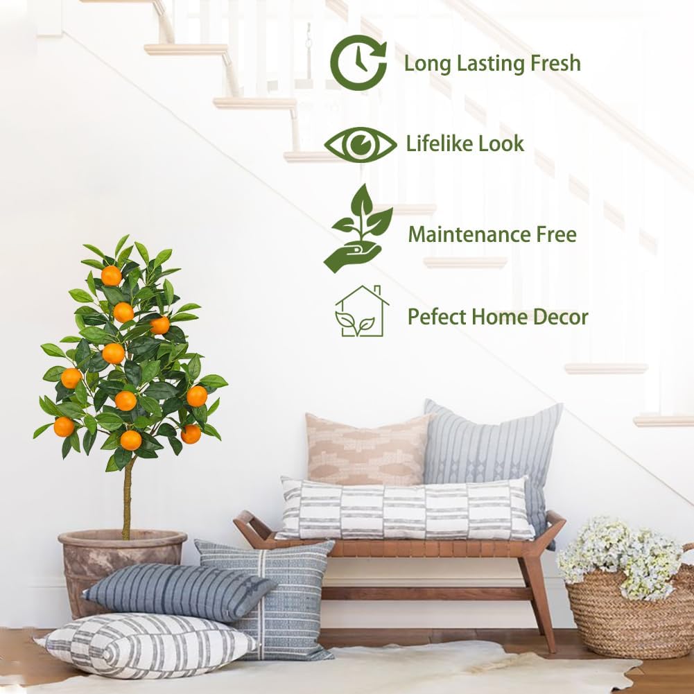 Oairse 150 cm Artificial Plants, Large Orange Tree, Artificial Plant, Orange Tree, Large in Pot, Artificial Tree for Indoor and Outdoor Use, Modern Decoration, Bathroom, Living Room, Bedroom, Balcony