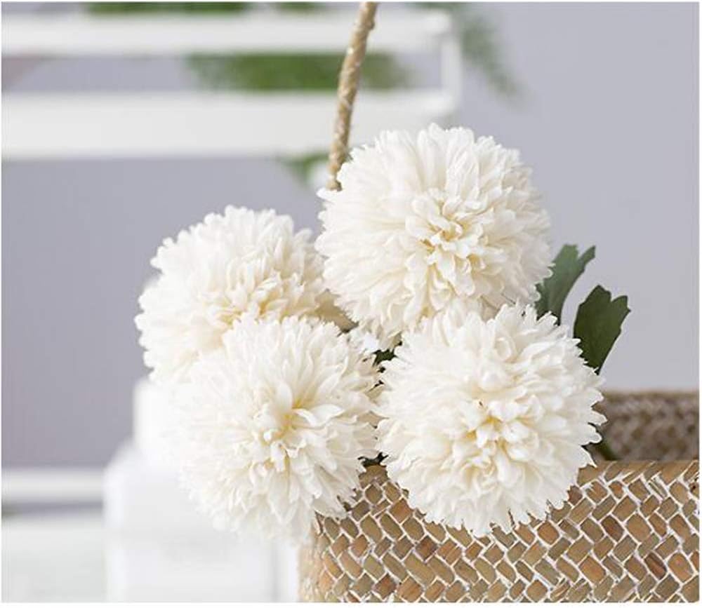 Flow.month 5Pcs Artificial Flowers, Fake Flowers Silk Plastic Artificial Hydrangea Realistic Flower Arrangements Wedding Decoration Table Centerpieces(Blue)