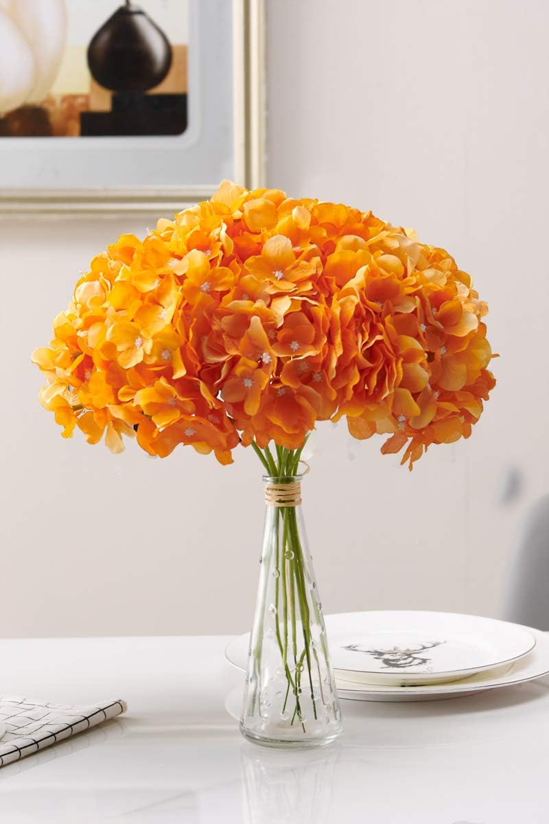 AVIVIHO Dusty Pink Hydrangea Artificial Flowers Pack of 10 Fake Hydrangeas Heads Full Faux Hydrangea Silk Flowers with Stems for Wedding Home Party Centerpieces Shop Baby Shower Decoration