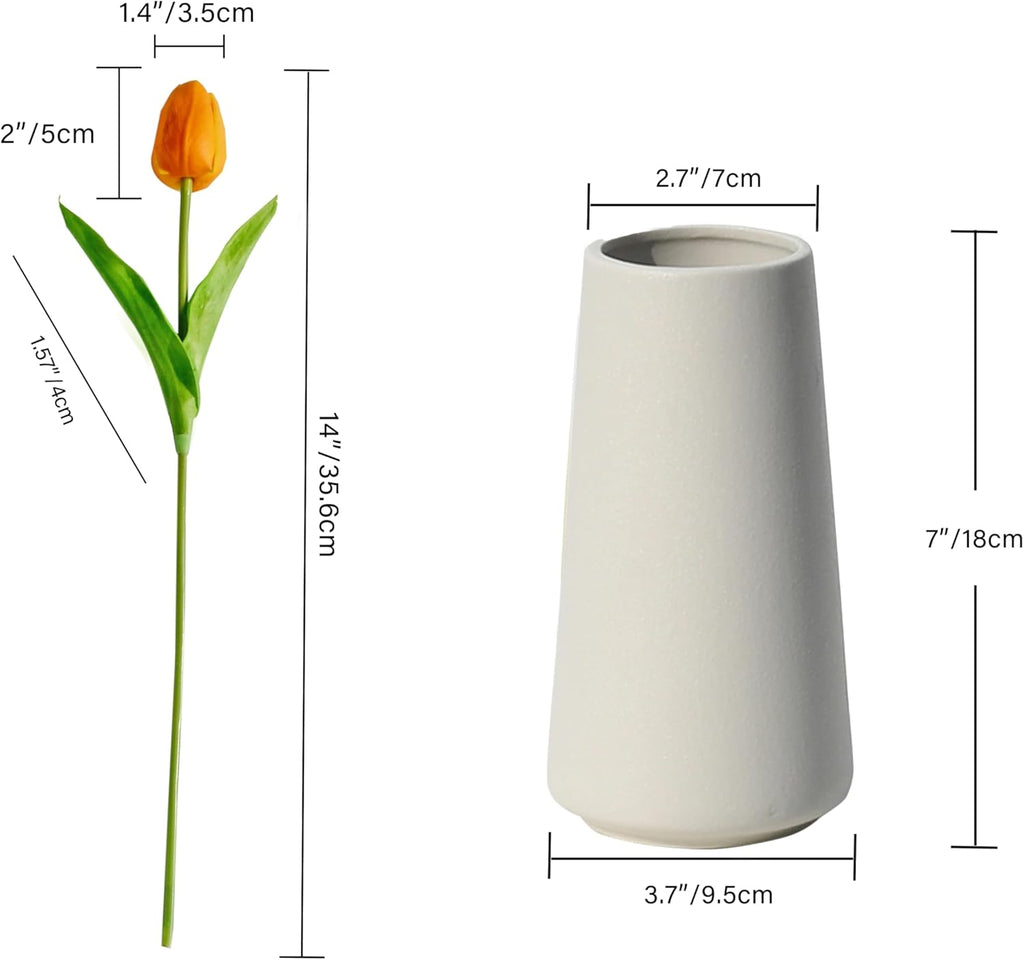 Mandy's 20pcs Pure White Flowers Artificial Tulip Silk Flowers 13.5" in Bulk Home Kitchen Wedding Decorations