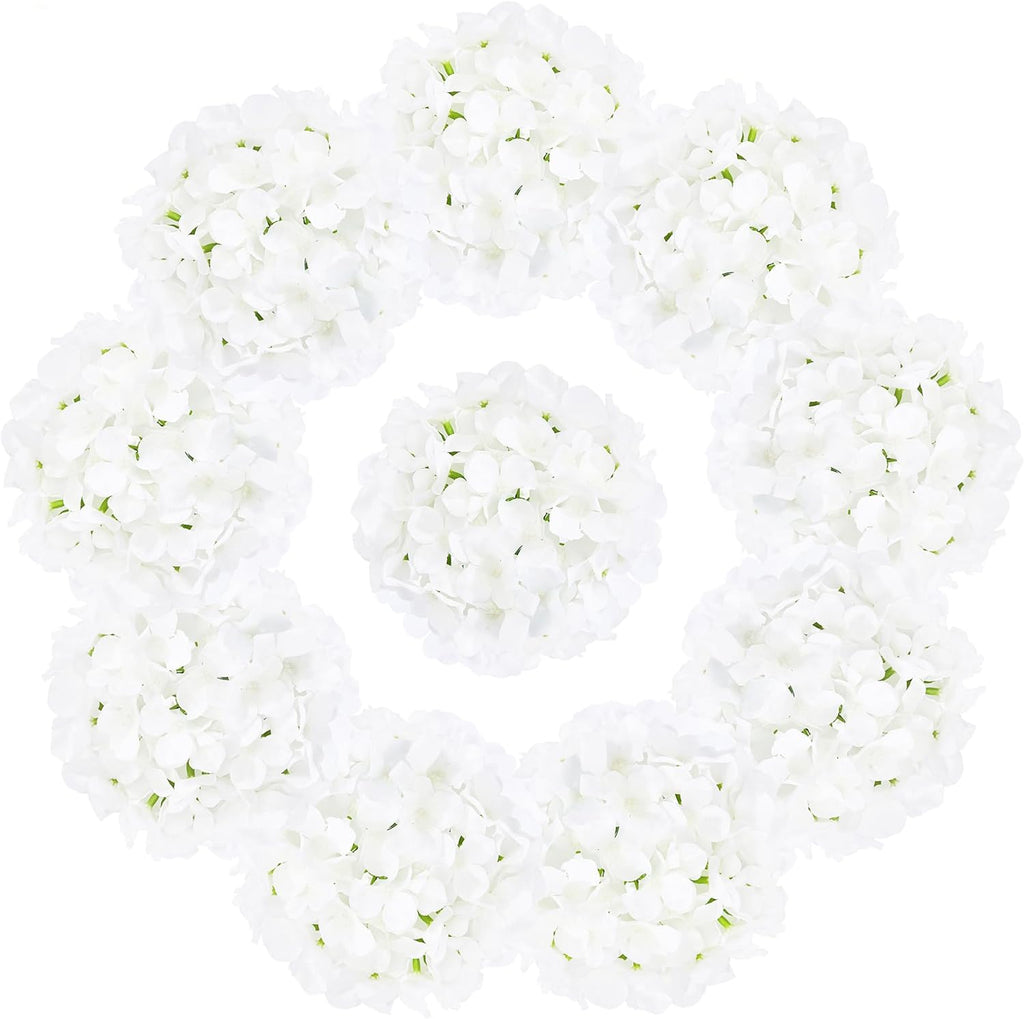 AVIVIHO Dusty Pink Hydrangea Artificial Flowers Pack of 10 Fake Hydrangeas Heads Full Faux Hydrangea Silk Flowers with Stems for Wedding Home Party Centerpieces Shop Baby Shower Decoration