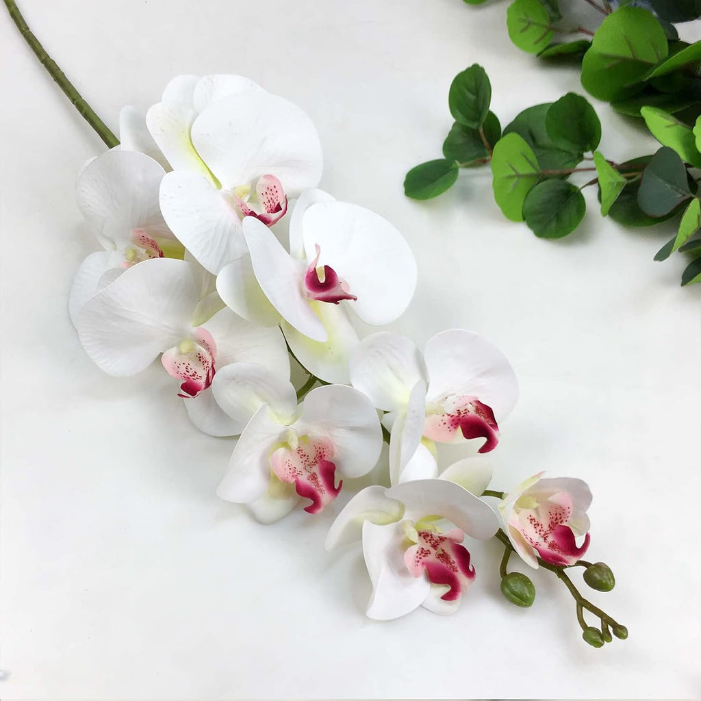 FagusHome Artificial Phalaenopsis Flowers Branches 9 Large Blooms Artificial Orchid Flowers Stem Plants 42 Inches 2 Pcs for Home Wedding Décor (Blue)