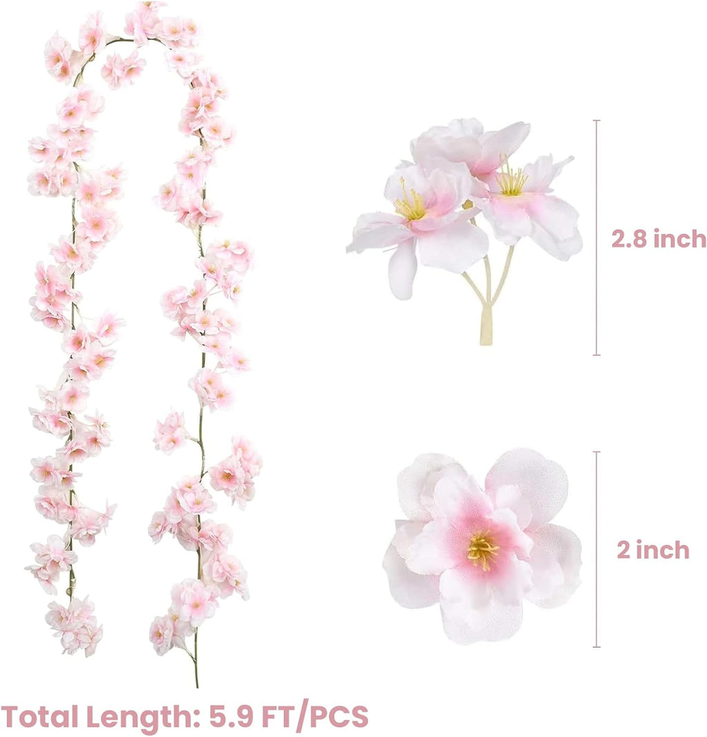 Sunm Boutique 4pcs Artificial Cherry Blossom Garland Hanging Vine Silk Garland Wedding Party Decor