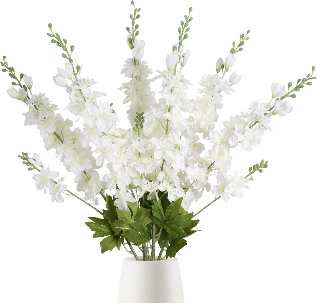 INSUNSIX Blue Silk Flowers 6PCS Real Touch Delphinium Artificial Flowers Blue Larkspur Faux Flowers Realistic Tall Flowers for Vase Wedding Centerpieces for Tables Home Decor (Blue)