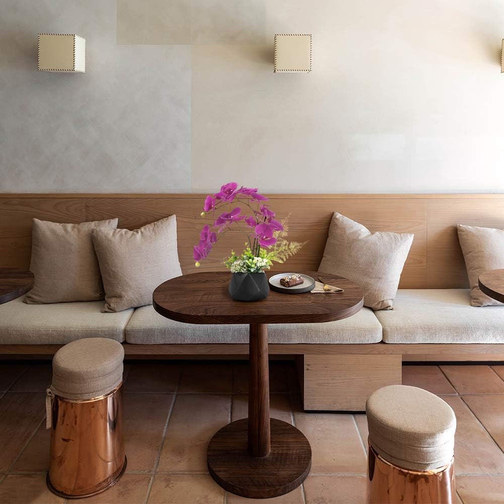 LESING Artificial Flowers Ochids Plants Fake Orchid in Pot Artificial Flowers with Vase Orquidea Faux Orchid for Home Indoor Decoration (Style 2,White Vase)