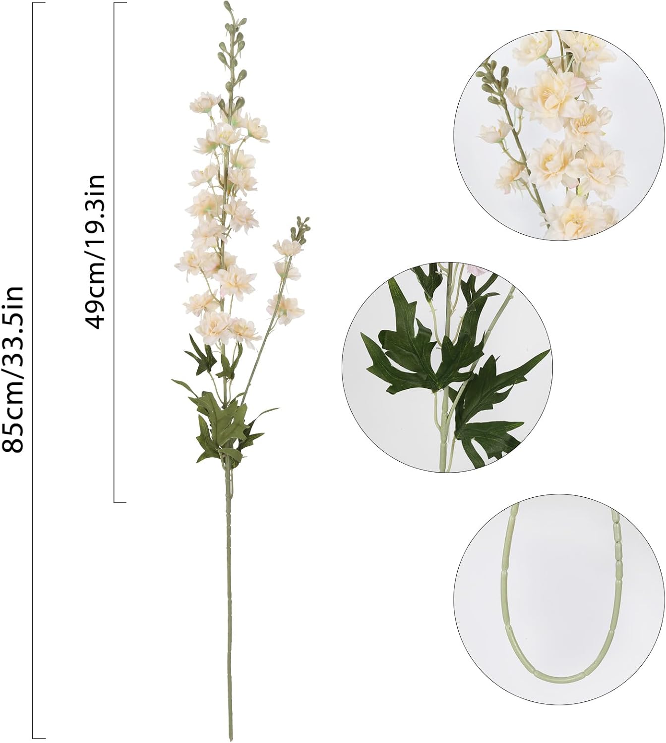 IPOPU Champagne Artificial Delphinium Flowers 33.5" Long Stem Artificial Flowers Fake Flowers for Wedding Centerpieces for Home Tables Party Decor（Champagne）