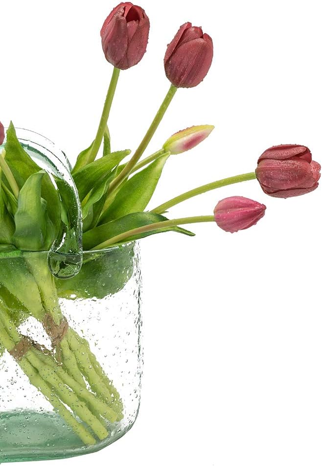 DUYONE 15pcs Artificial Tulips Flowers, Real Touch Latex Bouquet, Fake Tulips for Office Wedding Party Home Kitchen Garden Decoration(White,15pcs)