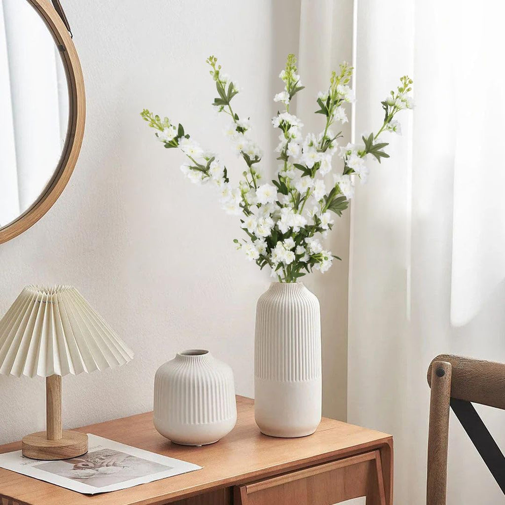 IPOPU Champagne Artificial Delphinium Flowers 33.5" Long Stem Artificial Flowers Fake Flowers for Wedding Centerpieces for Home Tables Party Decor（Champagne）