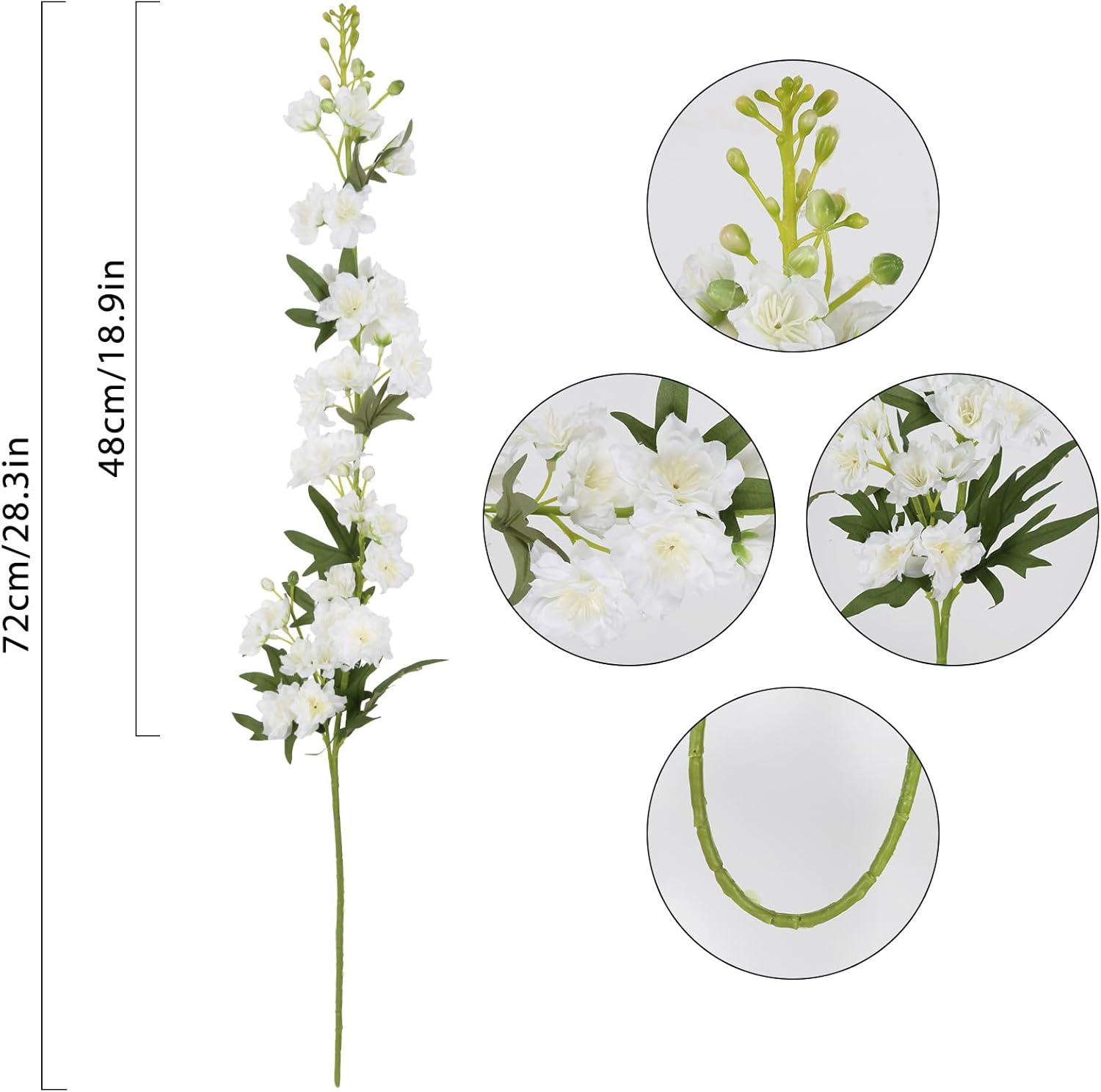 IPOPU Champagne Artificial Delphinium Flowers 33.5" Long Stem Artificial Flowers Fake Flowers for Wedding Centerpieces for Home Tables Party Decor（Champagne）