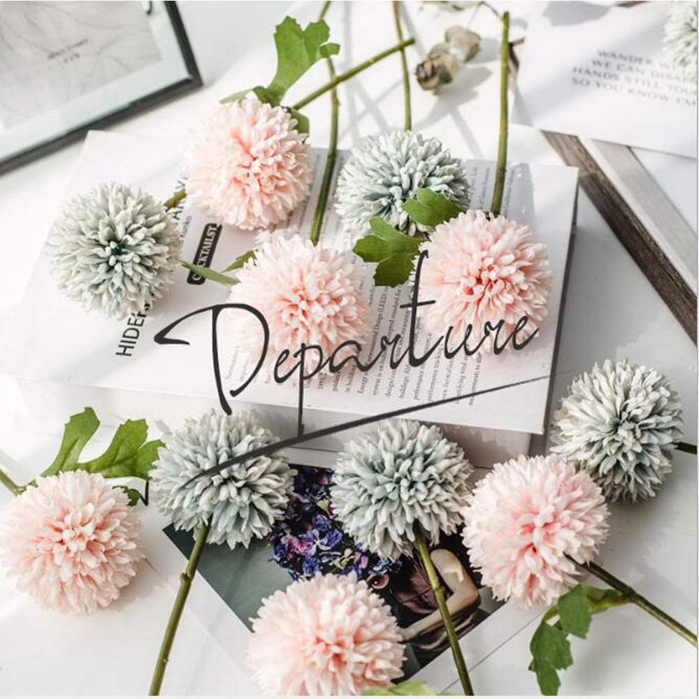 Flow.month 5Pcs Artificial Flowers, Fake Flowers Silk Plastic Artificial Hydrangea Realistic Flower Arrangements Wedding Decoration Table Centerpieces(Blue)