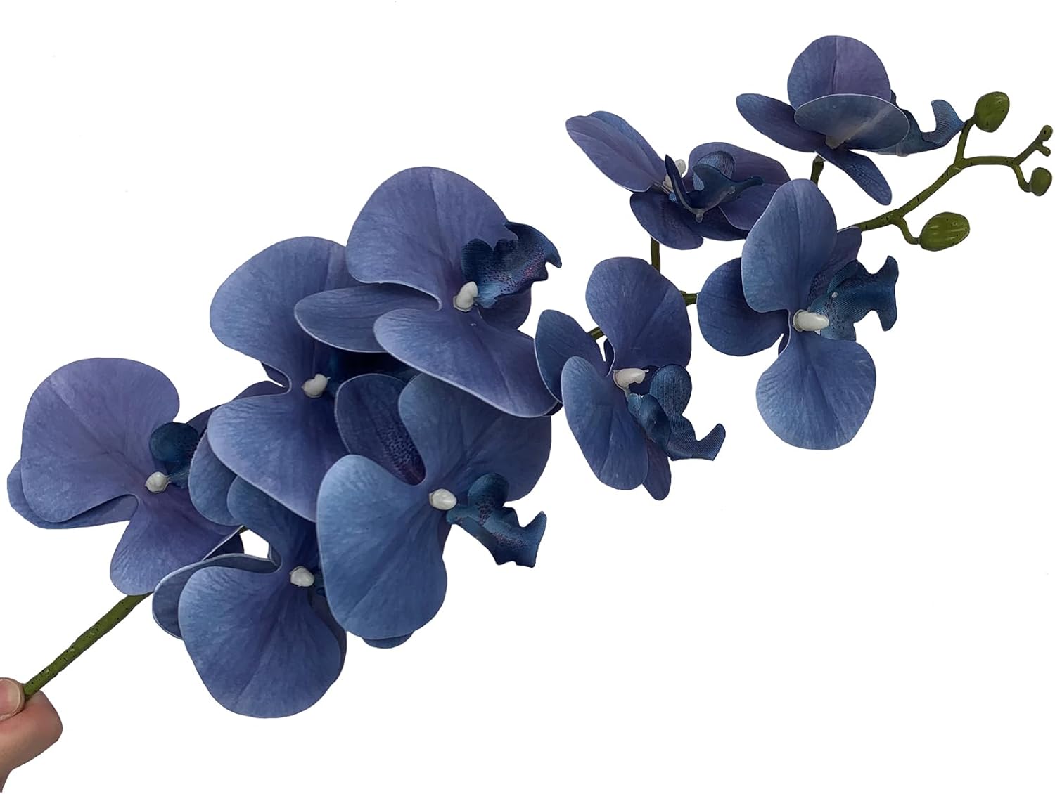 FagusHome Artificial Phalaenopsis Flowers Branches 9 Large Blooms Artificial Orchid Flowers Stem Plants 42 Inches 2 Pcs for Home Wedding Décor (Blue)