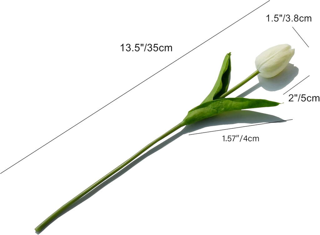 Mandy's 20pcs Pure White Flowers Artificial Tulip Silk Flowers 13.5" in Bulk Home Kitchen Wedding Decorations