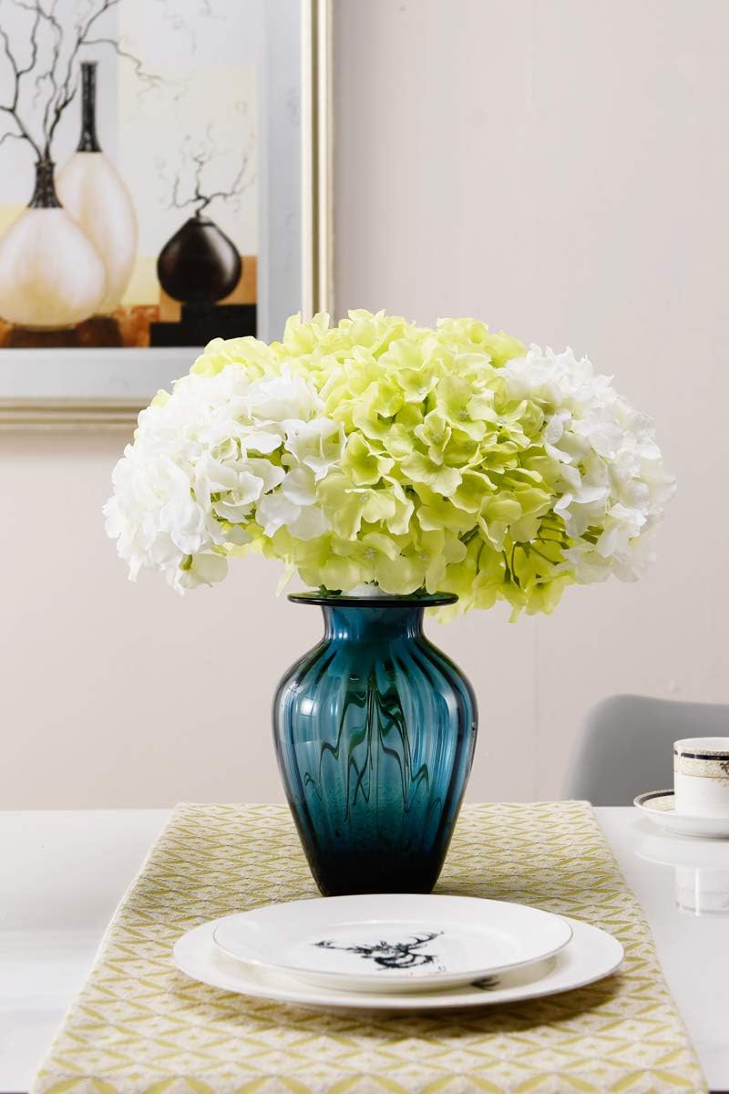 AVIVIHO Dusty Pink Hydrangea Artificial Flowers Pack of 10 Fake Hydrangeas Heads Full Faux Hydrangea Silk Flowers with Stems for Wedding Home Party Centerpieces Shop Baby Shower Decoration