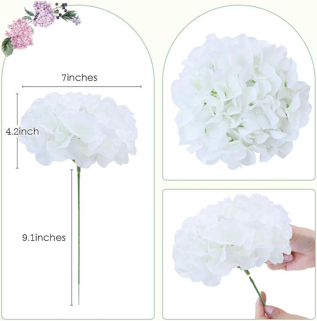 AVIVIHO Dusty Pink Hydrangea Artificial Flowers Pack of 10 Fake Hydrangeas Heads Full Faux Hydrangea Silk Flowers with Stems for Wedding Home Party Centerpieces Shop Baby Shower Decoration