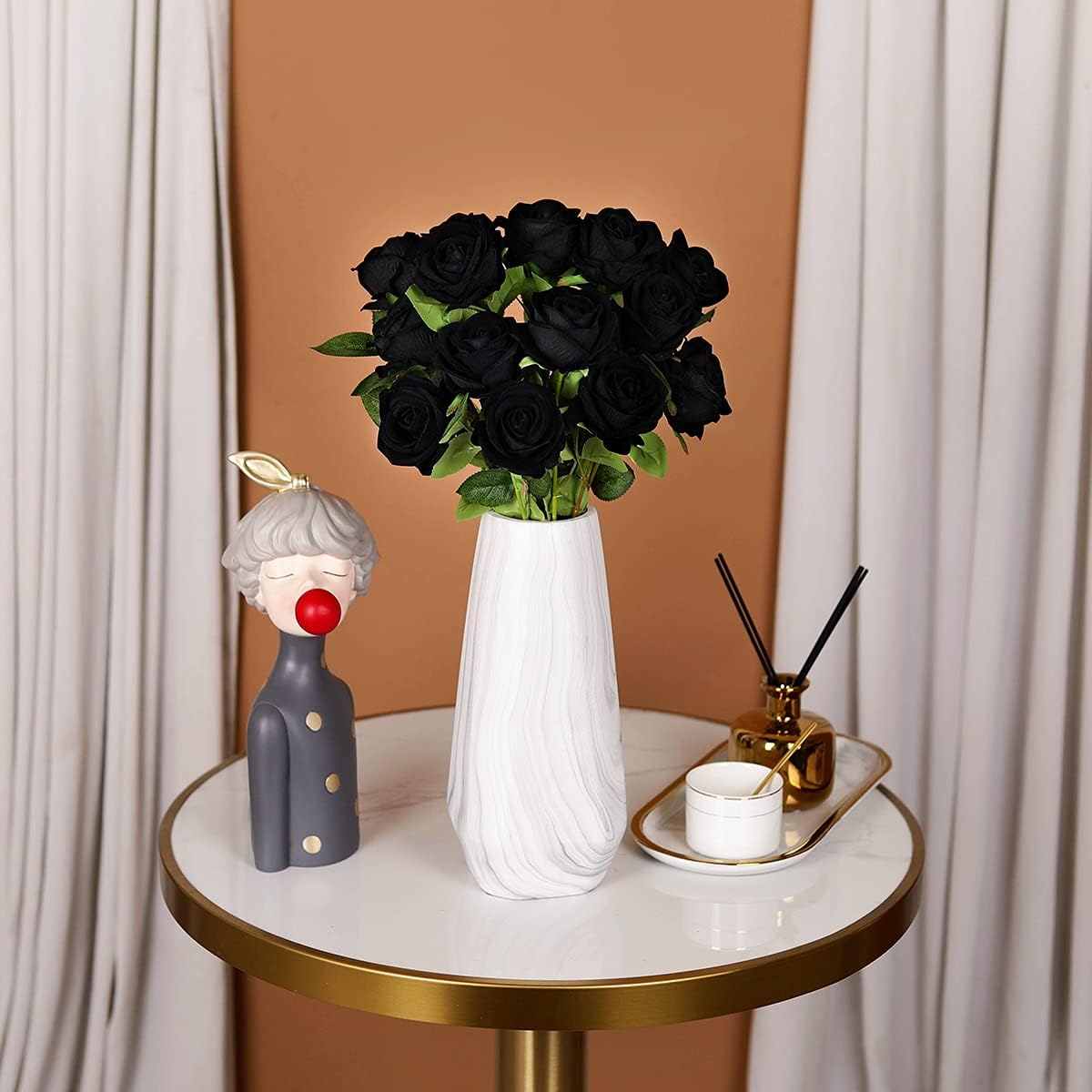 Luyue 10 Pack Artificial Velvet Roses Fake Red Rose Silk Flowers with Stem Floral Gift for Wedding Arrangement Party Home Decor-Red