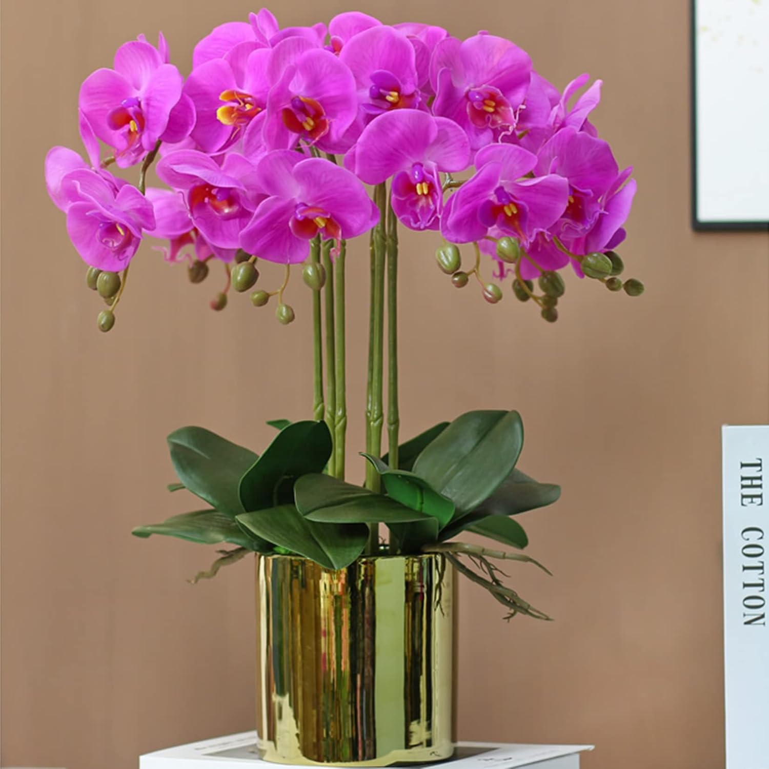 FagusHome Artificial Phalaenopsis Flowers Branches 9 Large Blooms Artificial Orchid Flowers Stem Plants 42 Inches 2 Pcs for Home Wedding Décor (Blue)