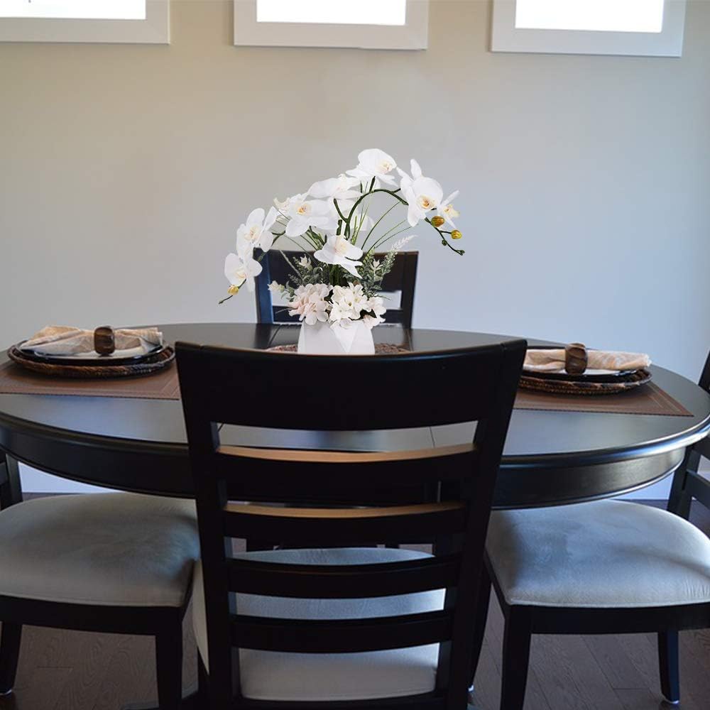 LESING Artificial Flowers Ochids Plants Fake Orchid in Pot Artificial Flowers with Vase Orquidea Faux Orchid for Home Indoor Decoration (Style 2,White Vase)