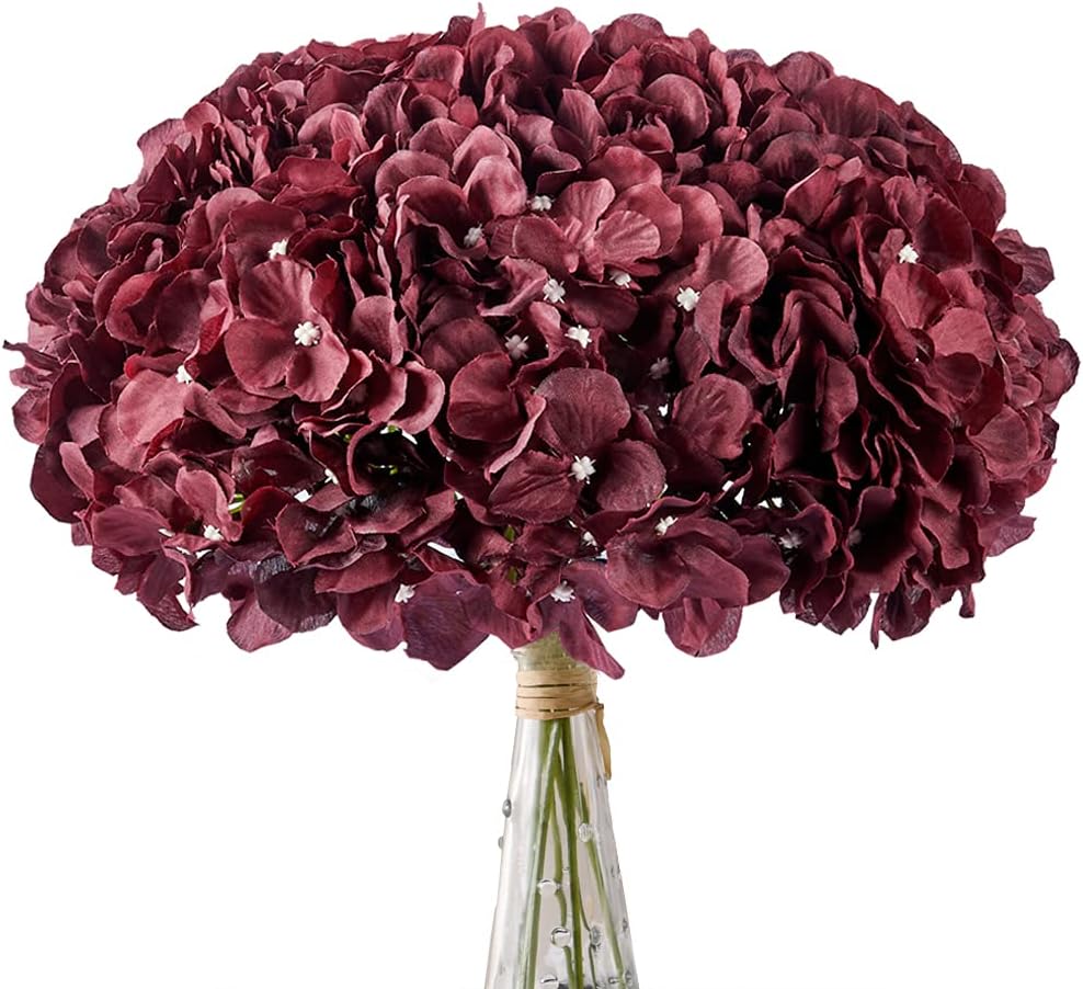 AVIVIHO Dusty Pink Hydrangea Artificial Flowers Pack of 10 Fake Hydrangeas Heads Full Faux Hydrangea Silk Flowers with Stems for Wedding Home Party Centerpieces Shop Baby Shower Decoration