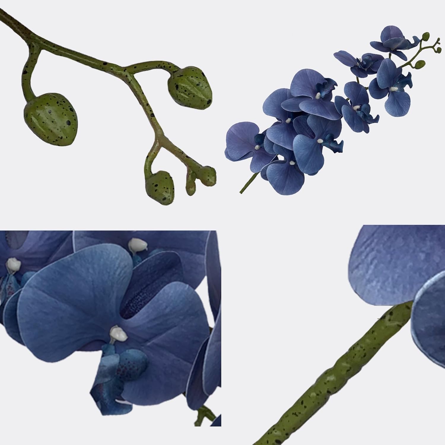 FagusHome Artificial Phalaenopsis Flowers Branches 9 Large Blooms Artificial Orchid Flowers Stem Plants 42 Inches 2 Pcs for Home Wedding Décor (Blue)