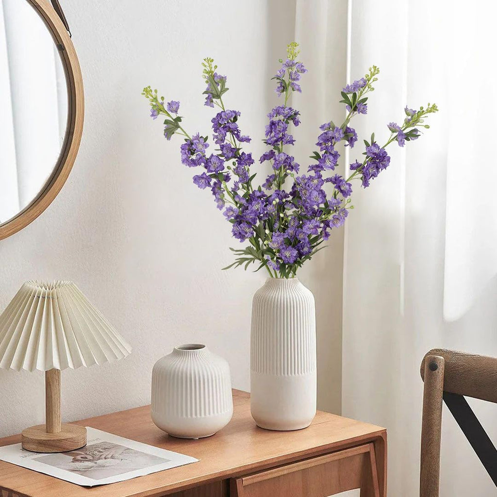 IPOPU Champagne Artificial Delphinium Flowers 33.5" Long Stem Artificial Flowers Fake Flowers for Wedding Centerpieces for Home Tables Party Decor（Champagne）