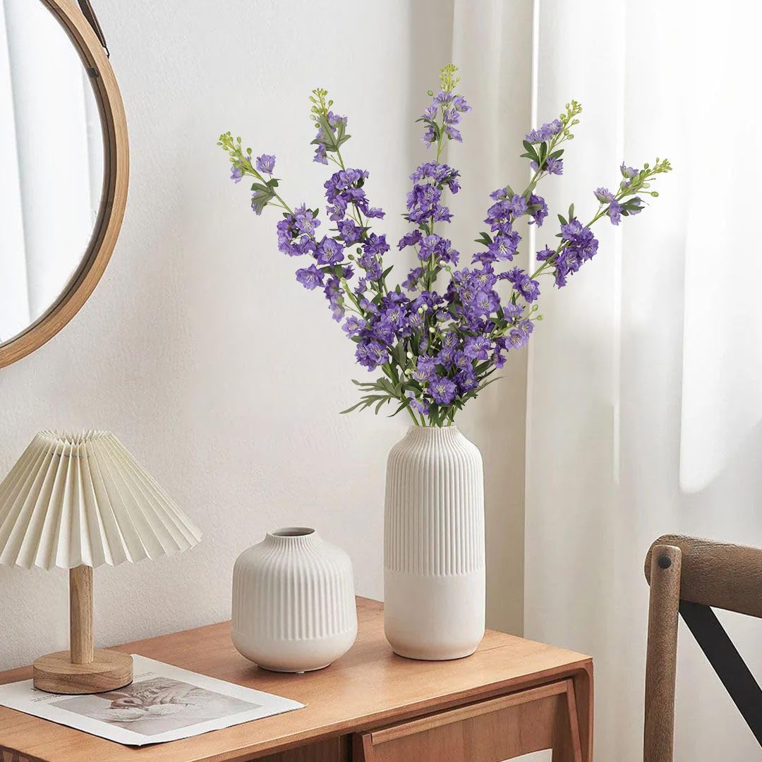 IPOPU Champagne Artificial Delphinium Flowers 33.5" Long Stem Artificial Flowers Fake Flowers for Wedding Centerpieces for Home Tables Party Decor（Champagne）