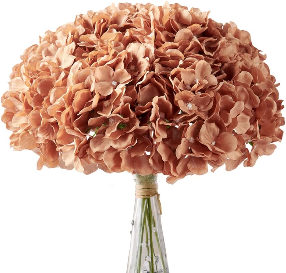 AVIVIHO Dusty Pink Hydrangea Artificial Flowers Pack of 10 Fake Hydrangeas Heads Full Faux Hydrangea Silk Flowers with Stems for Wedding Home Party Centerpieces Shop Baby Shower Decoration