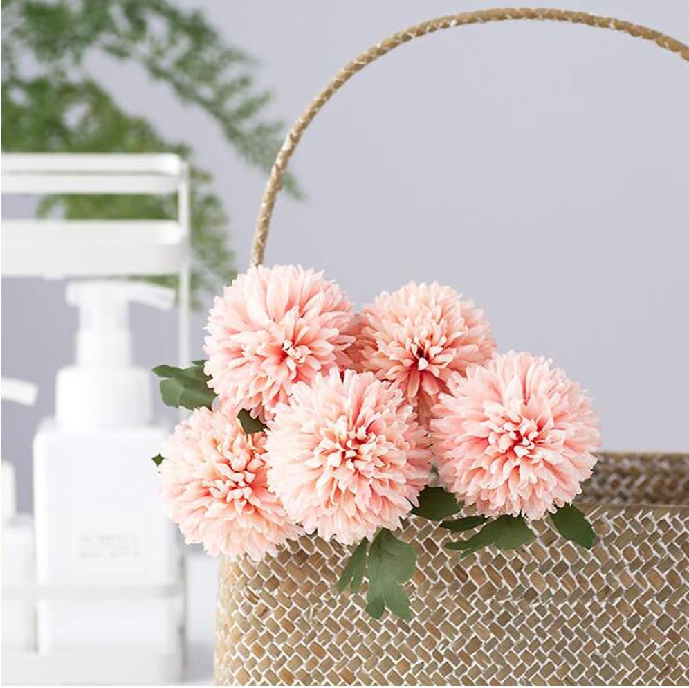 Flow.month 5Pcs Artificial Flowers, Fake Flowers Silk Plastic Artificial Hydrangea Realistic Flower Arrangements Wedding Decoration Table Centerpieces(Blue)