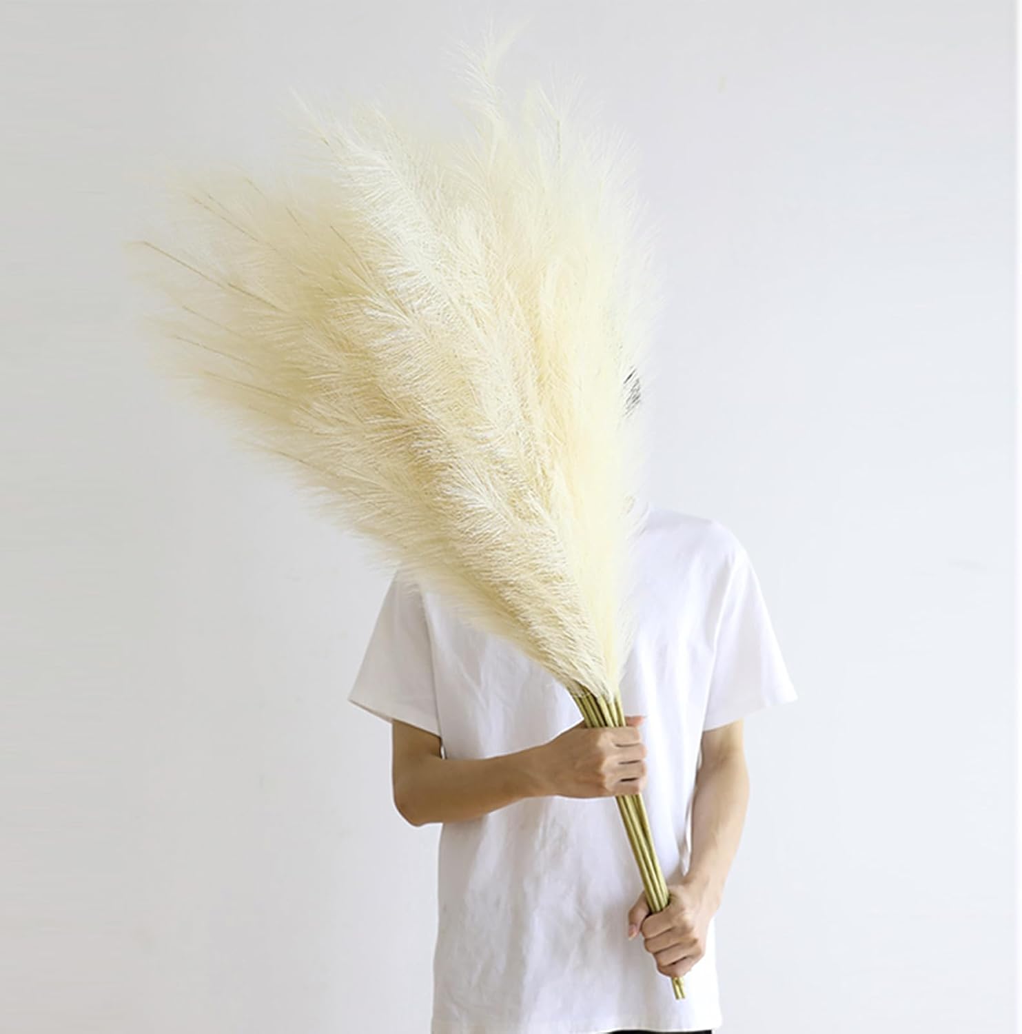 Wttisel 38" 10 Stems White Pampas Grass Tall Decor - Faux Pampas Grass for Floor Vase Boho Home Wedding Mothers Day Decoration