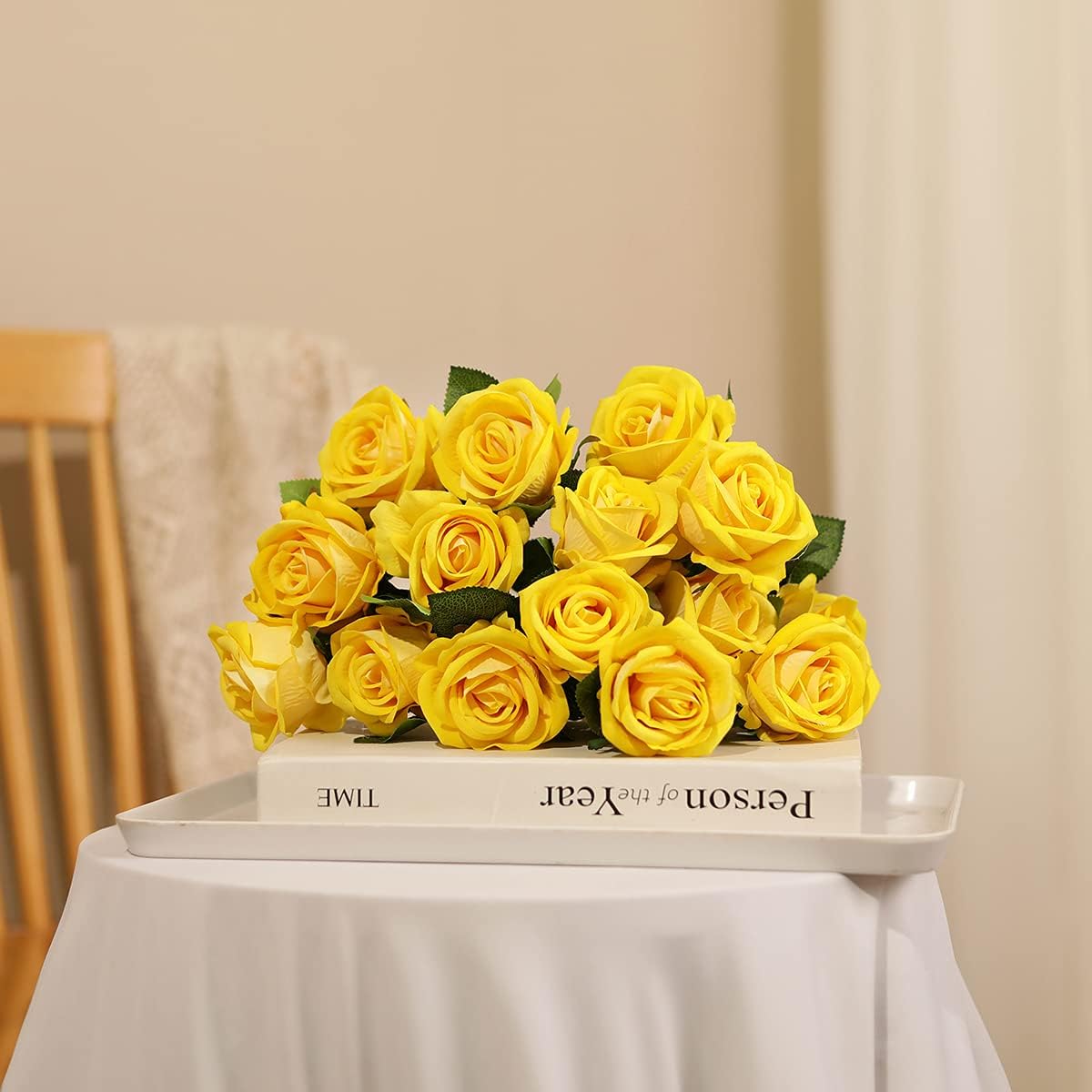 Luyue 10 Pack Artificial Velvet Roses Fake Red Rose Silk Flowers with Stem Floral Gift for Wedding Arrangement Party Home Decor-Red