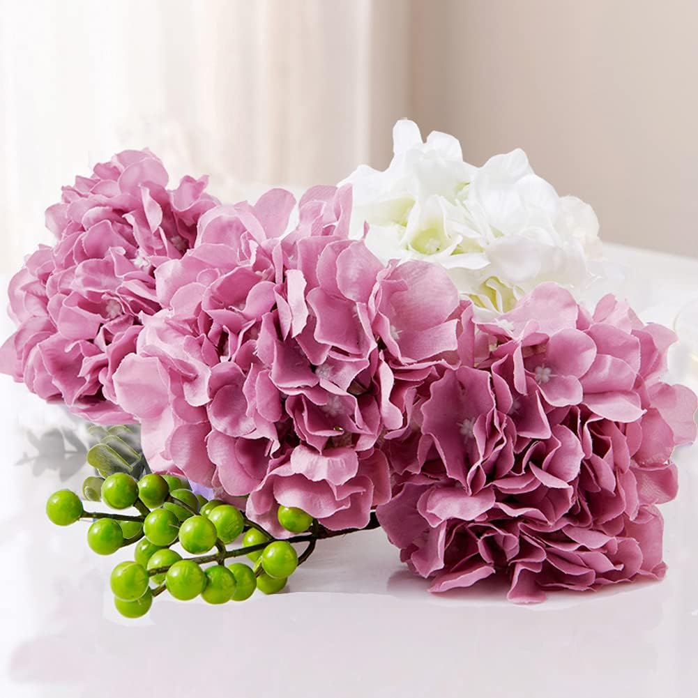 AVIVIHO Dusty Pink Hydrangea Artificial Flowers Pack of 10 Fake Hydrangeas Heads Full Faux Hydrangea Silk Flowers with Stems for Wedding Home Party Centerpieces Shop Baby Shower Decoration