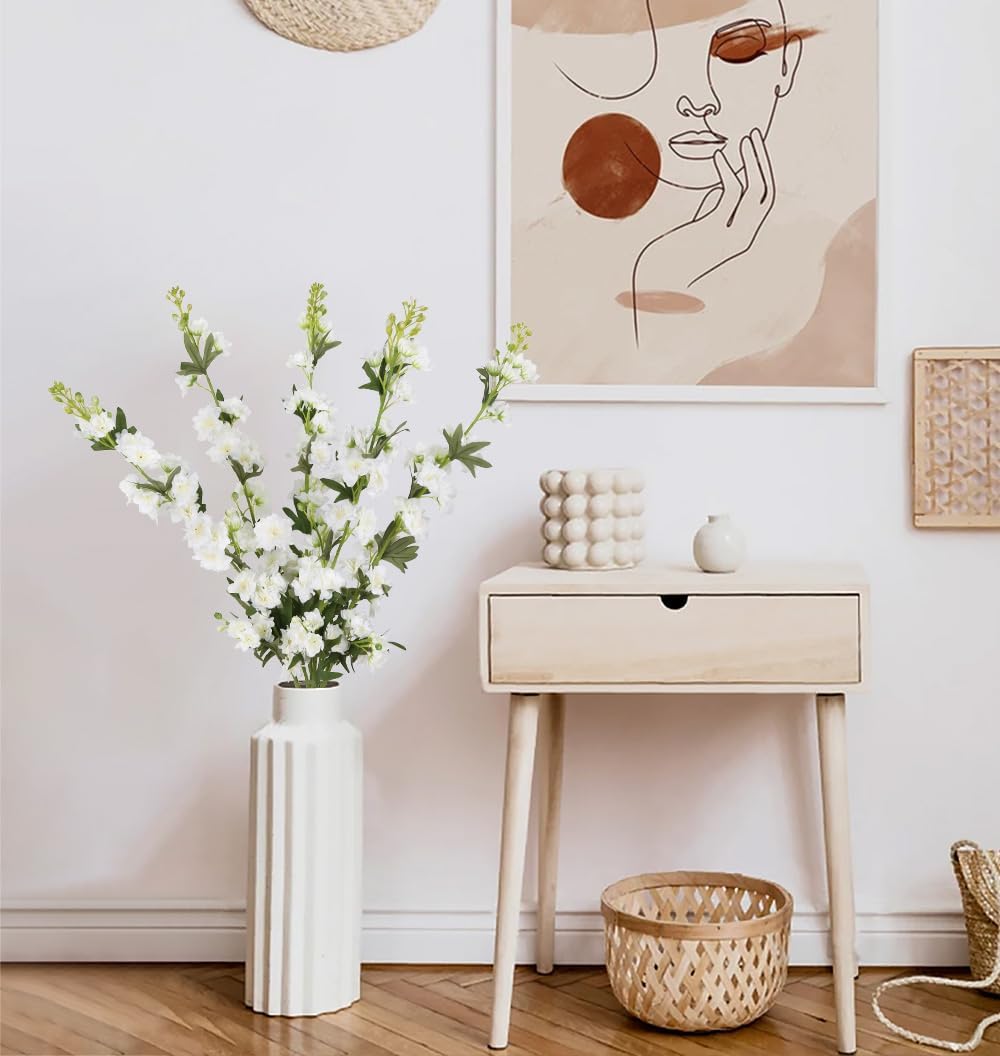 IPOPU Champagne Artificial Delphinium Flowers 33.5" Long Stem Artificial Flowers Fake Flowers for Wedding Centerpieces for Home Tables Party Decor（Champagne）