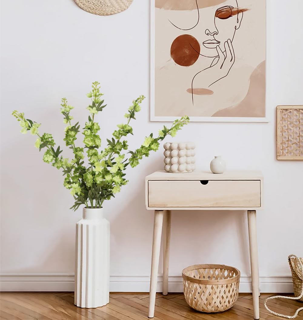 IPOPU Champagne Artificial Delphinium Flowers 33.5" Long Stem Artificial Flowers Fake Flowers for Wedding Centerpieces for Home Tables Party Decor（Champagne）