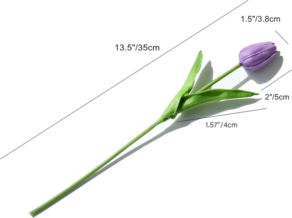 Mandy's 20pcs Pure White Flowers Artificial Tulip Silk Flowers 13.5" in Bulk Home Kitchen Wedding Decorations