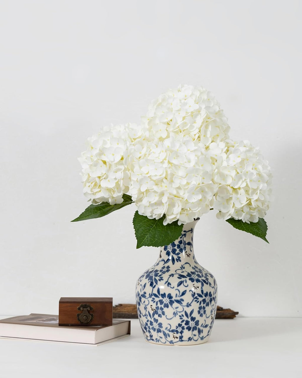 DuHouse 3Pcs Large Hydrangea Artificial Flowers,Latex Real Touch Hydrangeas Lifelike Hydrangea Flower for Home Wedding Bouquets Centerpieces Party Living Room Decoration(Blue)