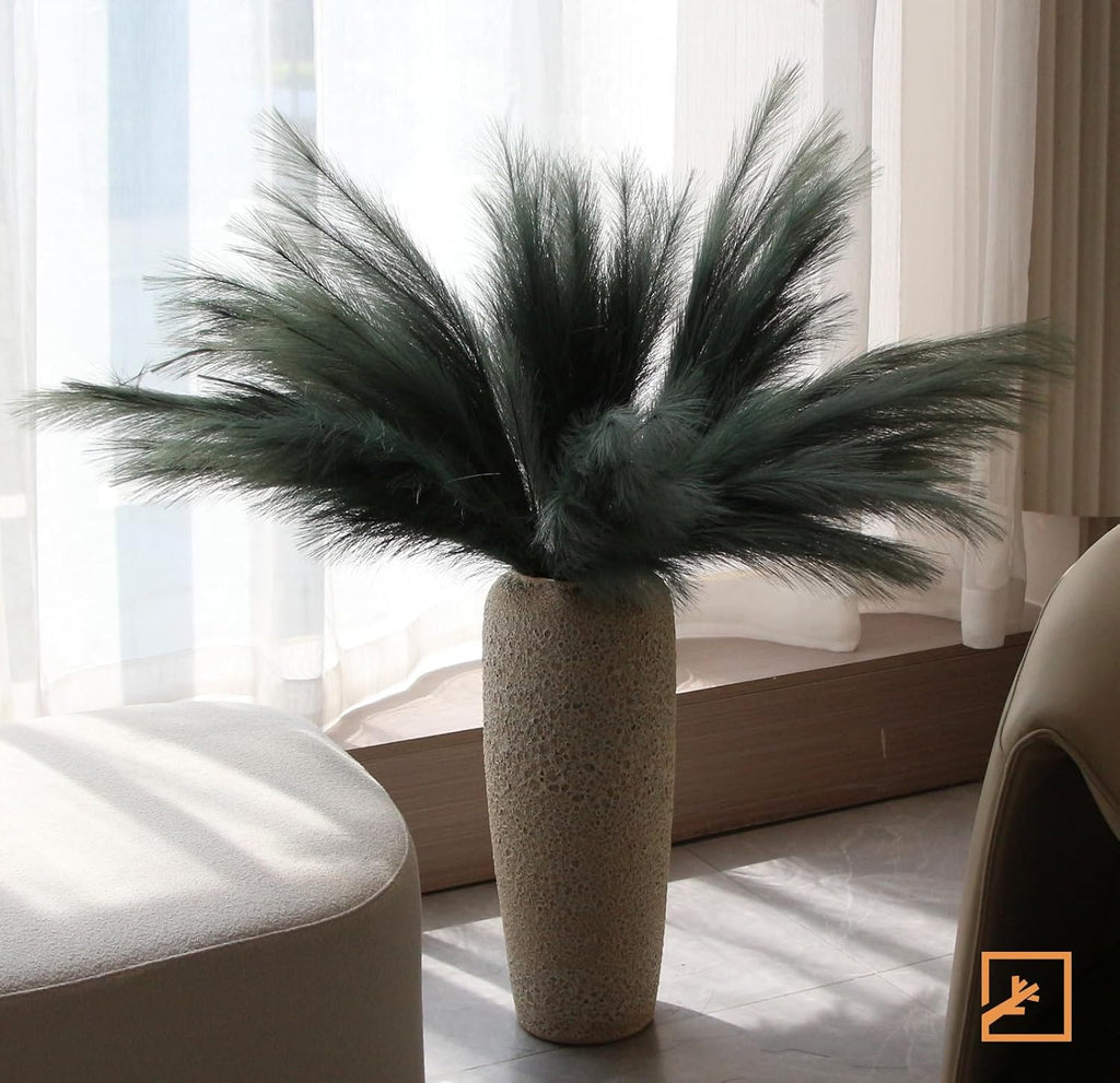 ZIFTY 7-Pcs 38"/3.1FT Black Pampas Grass Large Tall Fluffy Artificial Fake Black Flowers Gothic Decor Bulrush Reed Grass Black Decor for Bedroom Bathroom Wedding (Black)