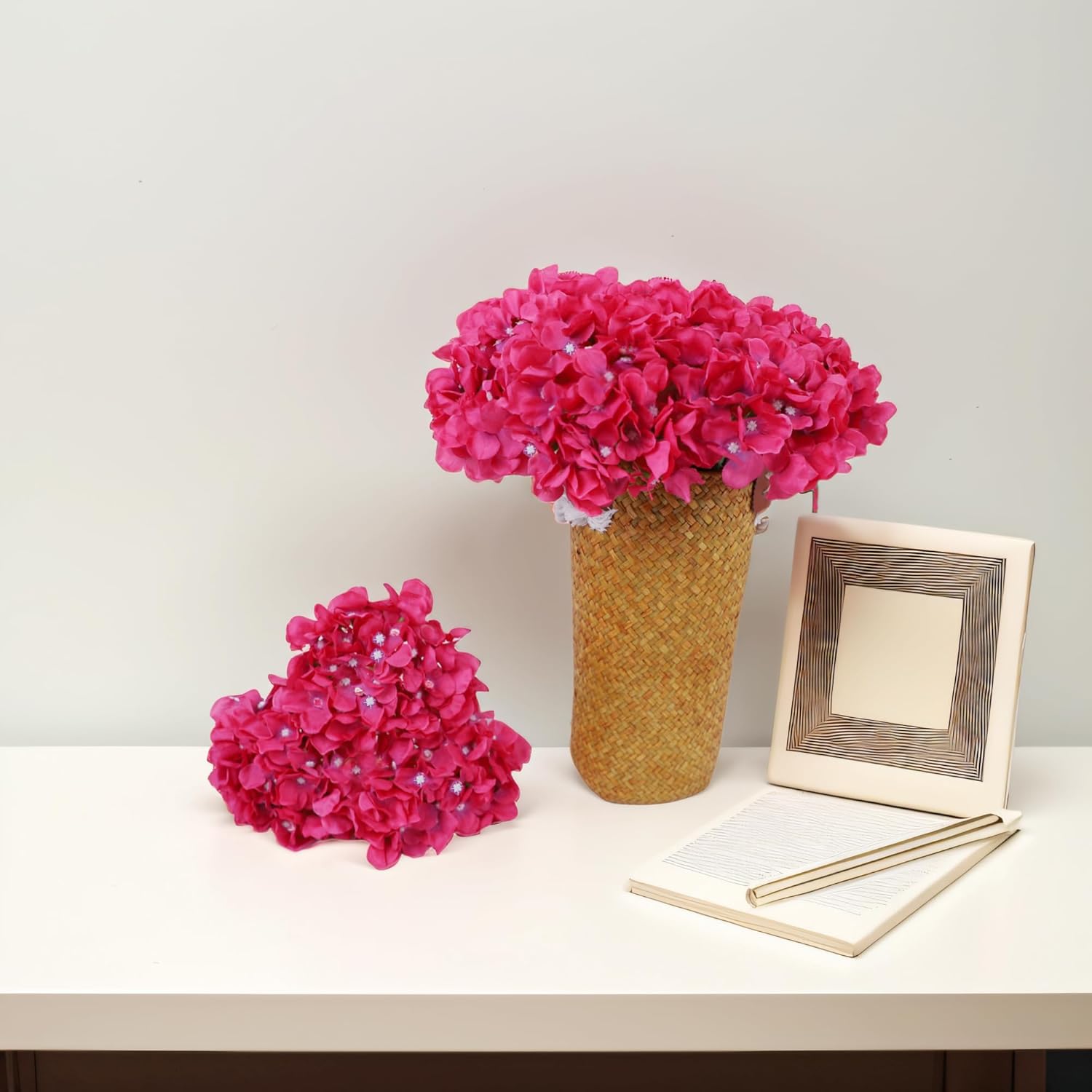 AVIVIHO Dusty Pink Hydrangea Artificial Flowers Pack of 10 Fake Hydrangeas Heads Full Faux Hydrangea Silk Flowers with Stems for Wedding Home Party Centerpieces Shop Baby Shower Decoration