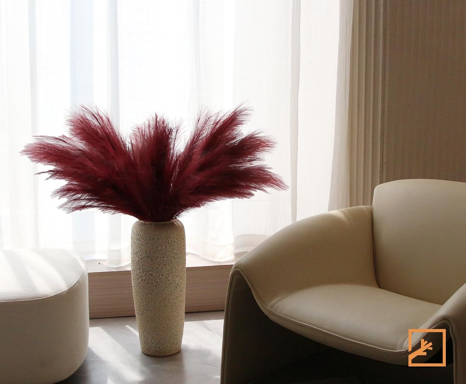 ZIFTY 7-Pcs 38"/3.1FT Black Pampas Grass Large Tall Fluffy Artificial Fake Black Flowers Gothic Decor Bulrush Reed Grass Black Decor for Bedroom Bathroom Wedding (Black)