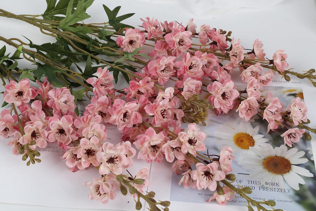 IPOPU Champagne Artificial Delphinium Flowers 33.5" Long Stem Artificial Flowers Fake Flowers for Wedding Centerpieces for Home Tables Party Decor（Champagne）