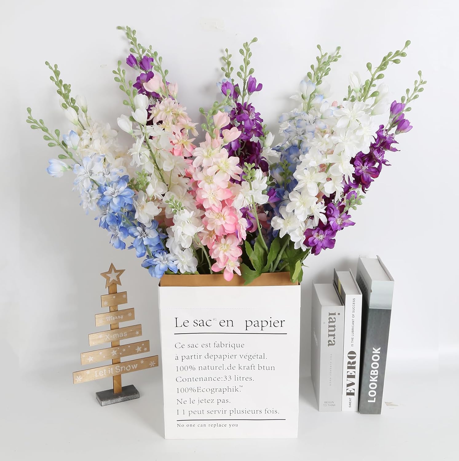 INSUNSIX Blue Silk Flowers 6PCS Real Touch Delphinium Artificial Flowers Blue Larkspur Faux Flowers Realistic Tall Flowers for Vase Wedding Centerpieces for Tables Home Decor (Blue)