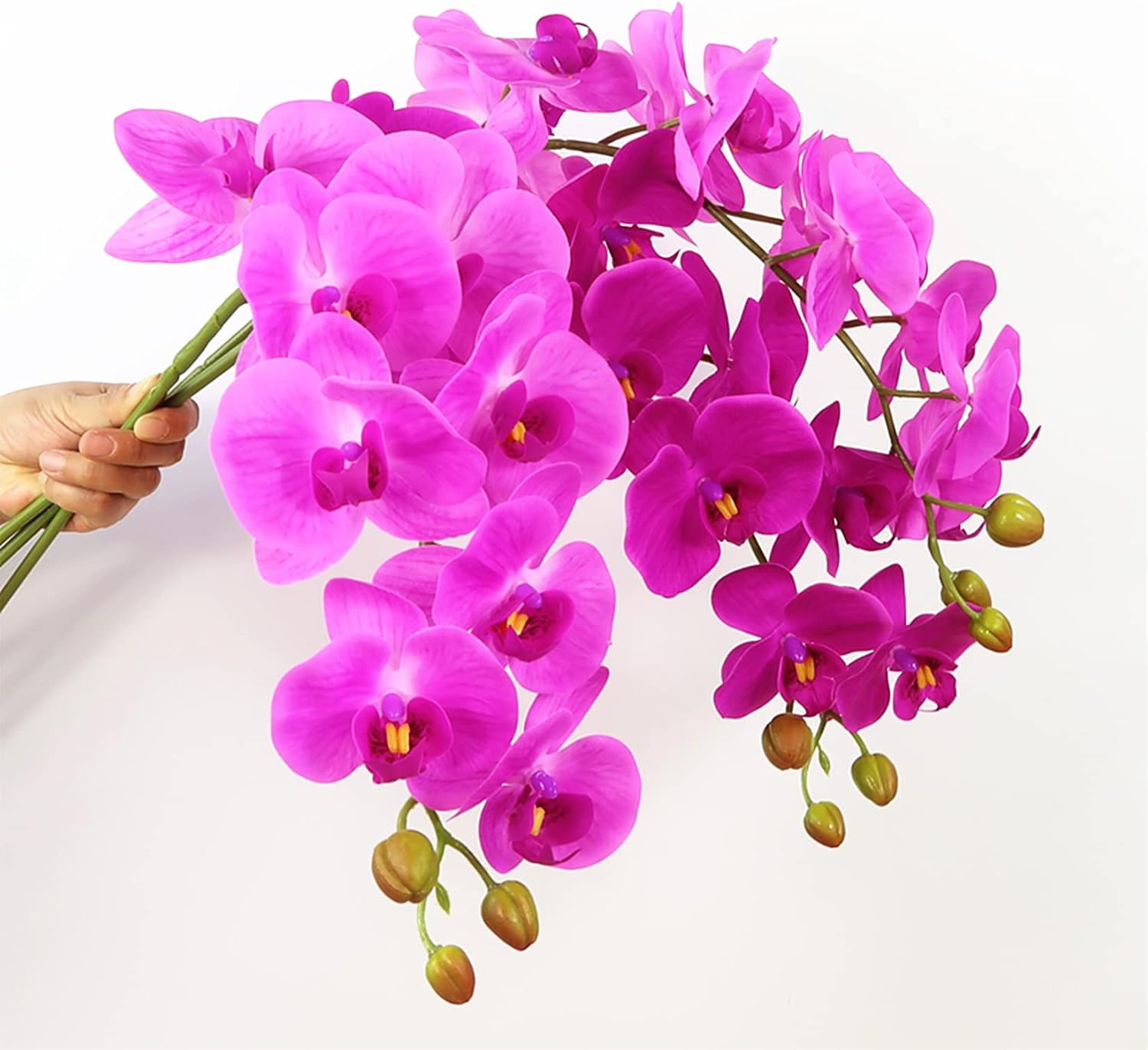 FagusHome Artificial Phalaenopsis Flowers Branches 9 Large Blooms Artificial Orchid Flowers Stem Plants 42 Inches 2 Pcs for Home Wedding Décor (Blue)