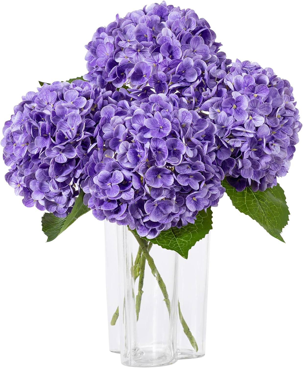 DuHouse 3Pcs Large Hydrangea Artificial Flowers,Latex Real Touch Hydrangeas Lifelike Hydrangea Flower for Home Wedding Bouquets Centerpieces Party Living Room Decoration(Blue)