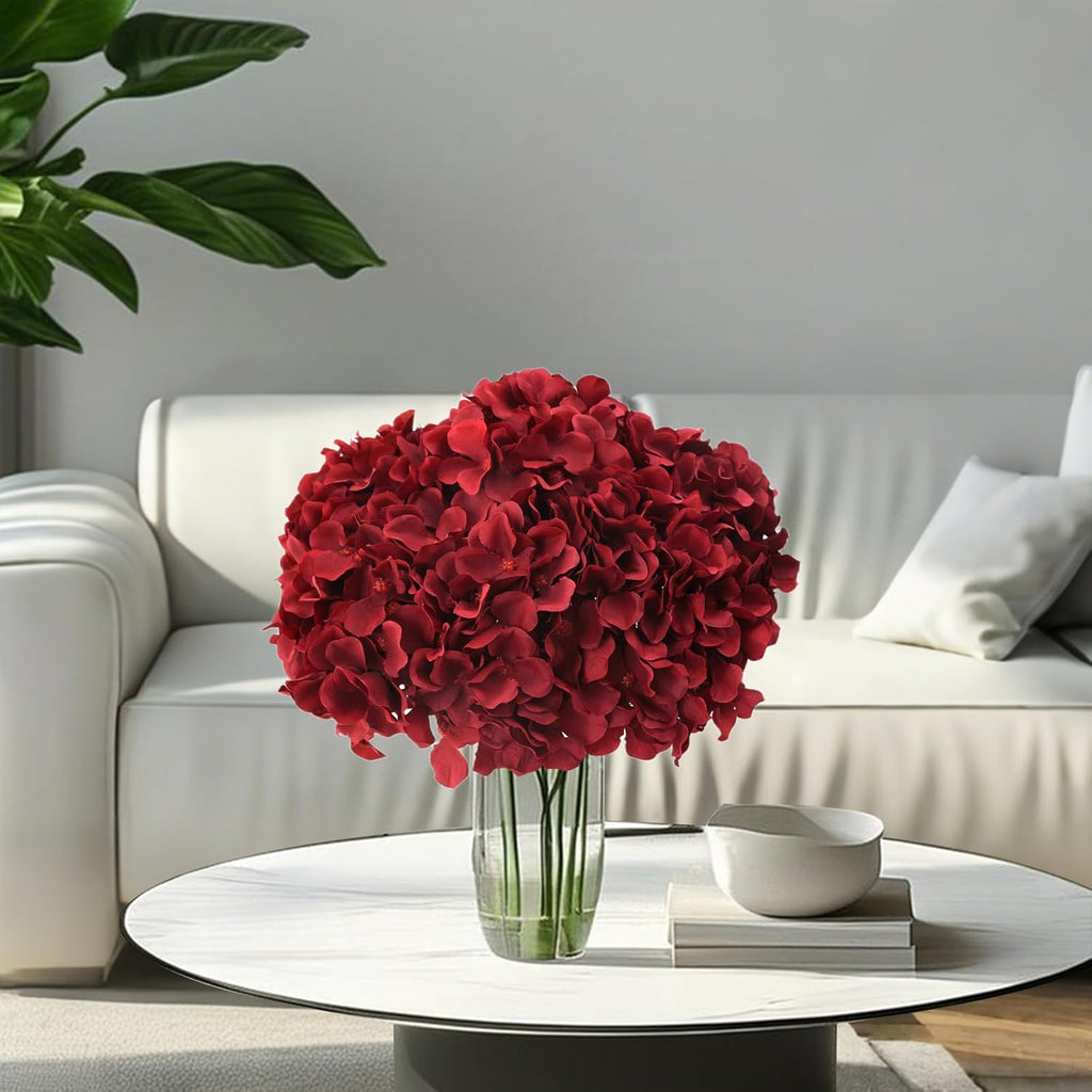 AVIVIHO Dusty Pink Hydrangea Artificial Flowers Pack of 10 Fake Hydrangeas Heads Full Faux Hydrangea Silk Flowers with Stems for Wedding Home Party Centerpieces Shop Baby Shower Decoration