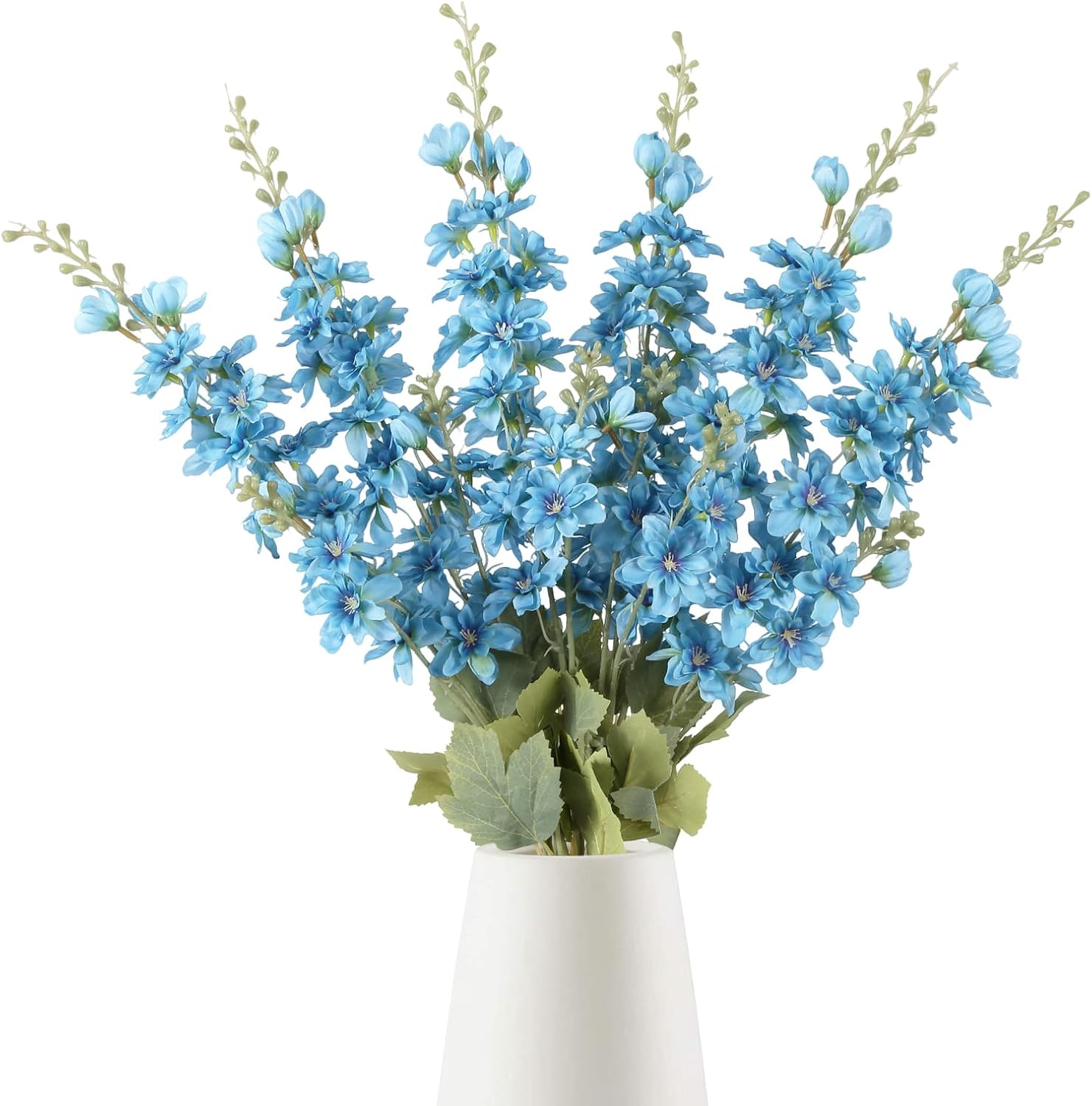 INSUNSIX Blue Silk Flowers 6PCS Real Touch Delphinium Artificial Flowers Blue Larkspur Faux Flowers Realistic Tall Flowers for Vase Wedding Centerpieces for Tables Home Decor (Blue)